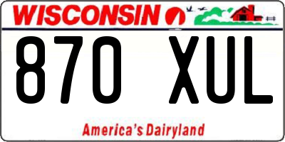 WI license plate 870XUL