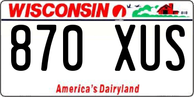WI license plate 870XUS