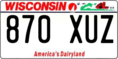 WI license plate 870XUZ