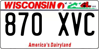 WI license plate 870XVC