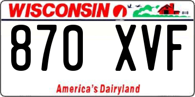 WI license plate 870XVF