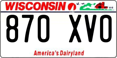 WI license plate 870XVO