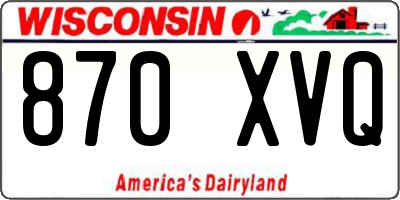 WI license plate 870XVQ