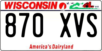 WI license plate 870XVS