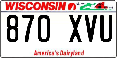 WI license plate 870XVU