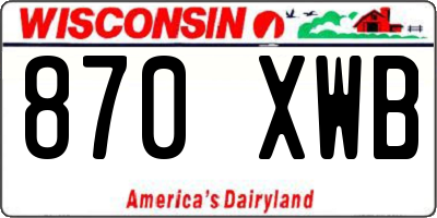 WI license plate 870XWB