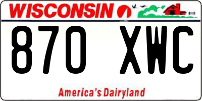 WI license plate 870XWC