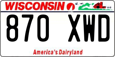 WI license plate 870XWD