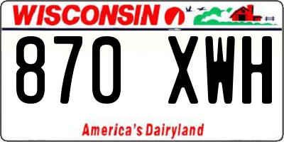 WI license plate 870XWH