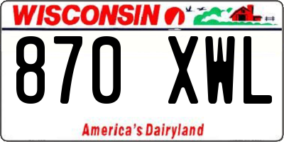 WI license plate 870XWL
