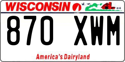 WI license plate 870XWM