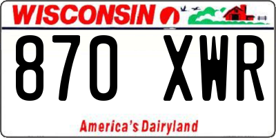 WI license plate 870XWR