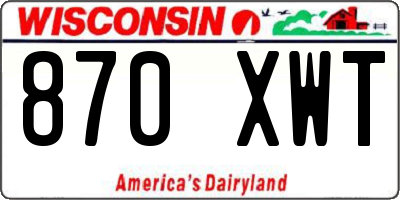 WI license plate 870XWT