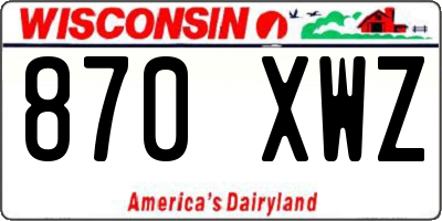 WI license plate 870XWZ
