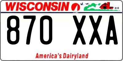 WI license plate 870XXA
