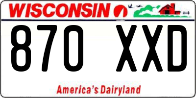 WI license plate 870XXD