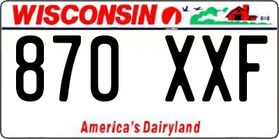 WI license plate 870XXF