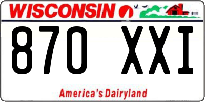 WI license plate 870XXI