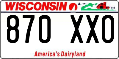 WI license plate 870XXO