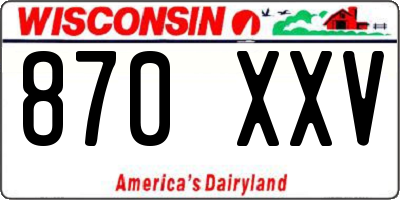 WI license plate 870XXV