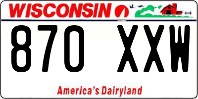 WI license plate 870XXW