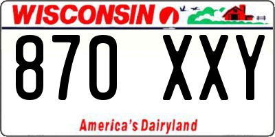 WI license plate 870XXY
