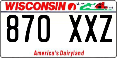 WI license plate 870XXZ
