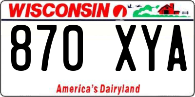 WI license plate 870XYA