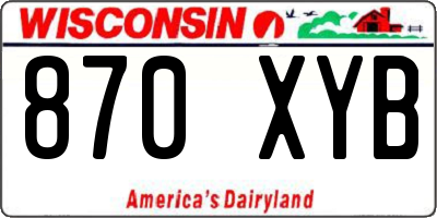 WI license plate 870XYB