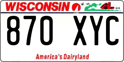 WI license plate 870XYC