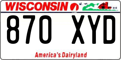 WI license plate 870XYD