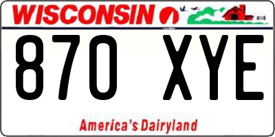 WI license plate 870XYE
