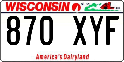 WI license plate 870XYF
