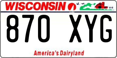 WI license plate 870XYG