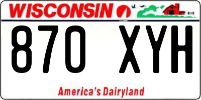 WI license plate 870XYH
