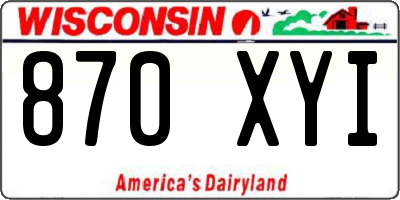 WI license plate 870XYI