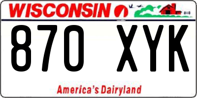 WI license plate 870XYK