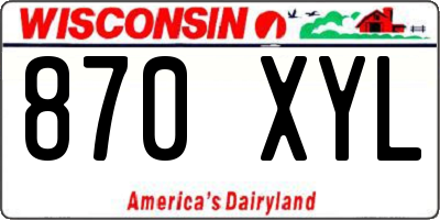 WI license plate 870XYL