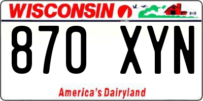 WI license plate 870XYN
