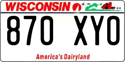 WI license plate 870XYO