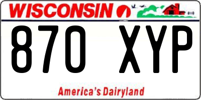 WI license plate 870XYP