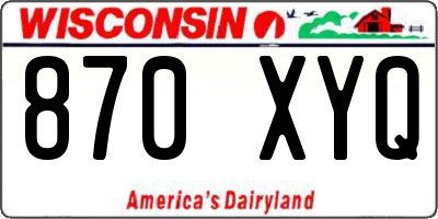 WI license plate 870XYQ