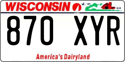 WI license plate 870XYR