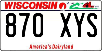 WI license plate 870XYS