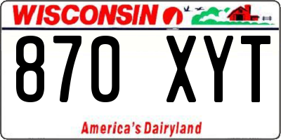 WI license plate 870XYT