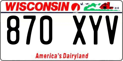 WI license plate 870XYV