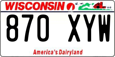 WI license plate 870XYW