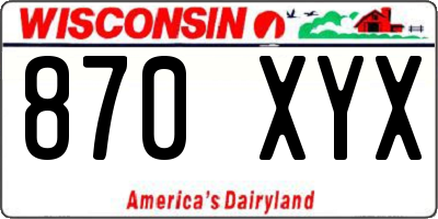 WI license plate 870XYX