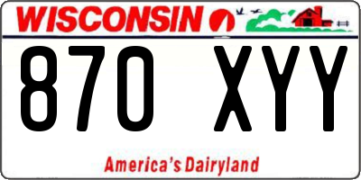 WI license plate 870XYY