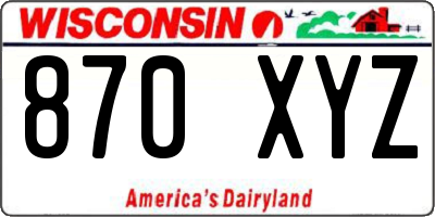 WI license plate 870XYZ